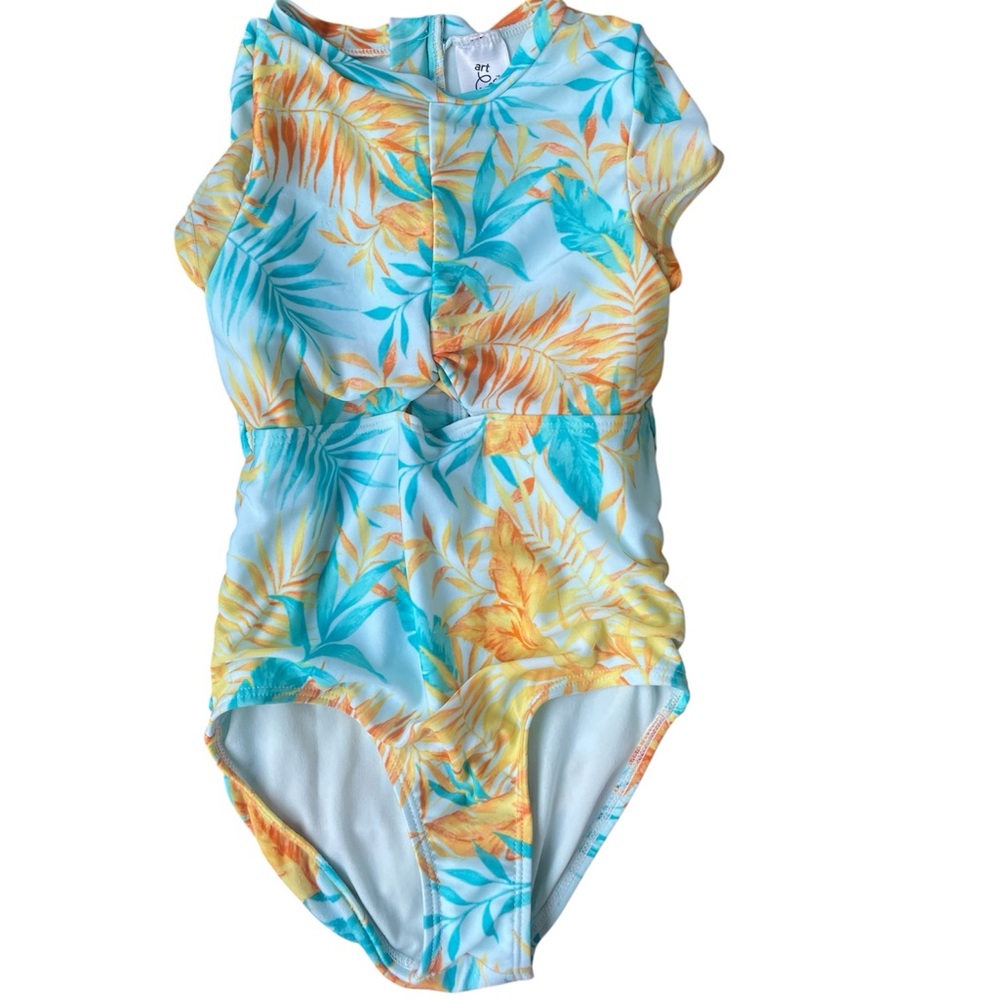 Art Class Kids Swim One Piece in Blue and Yellow